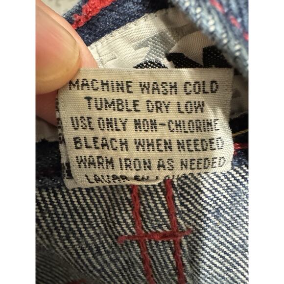 Y2K Boom X Red Outlined Hip Hop Jean Shorts Size 38 - Picture 8 of 12